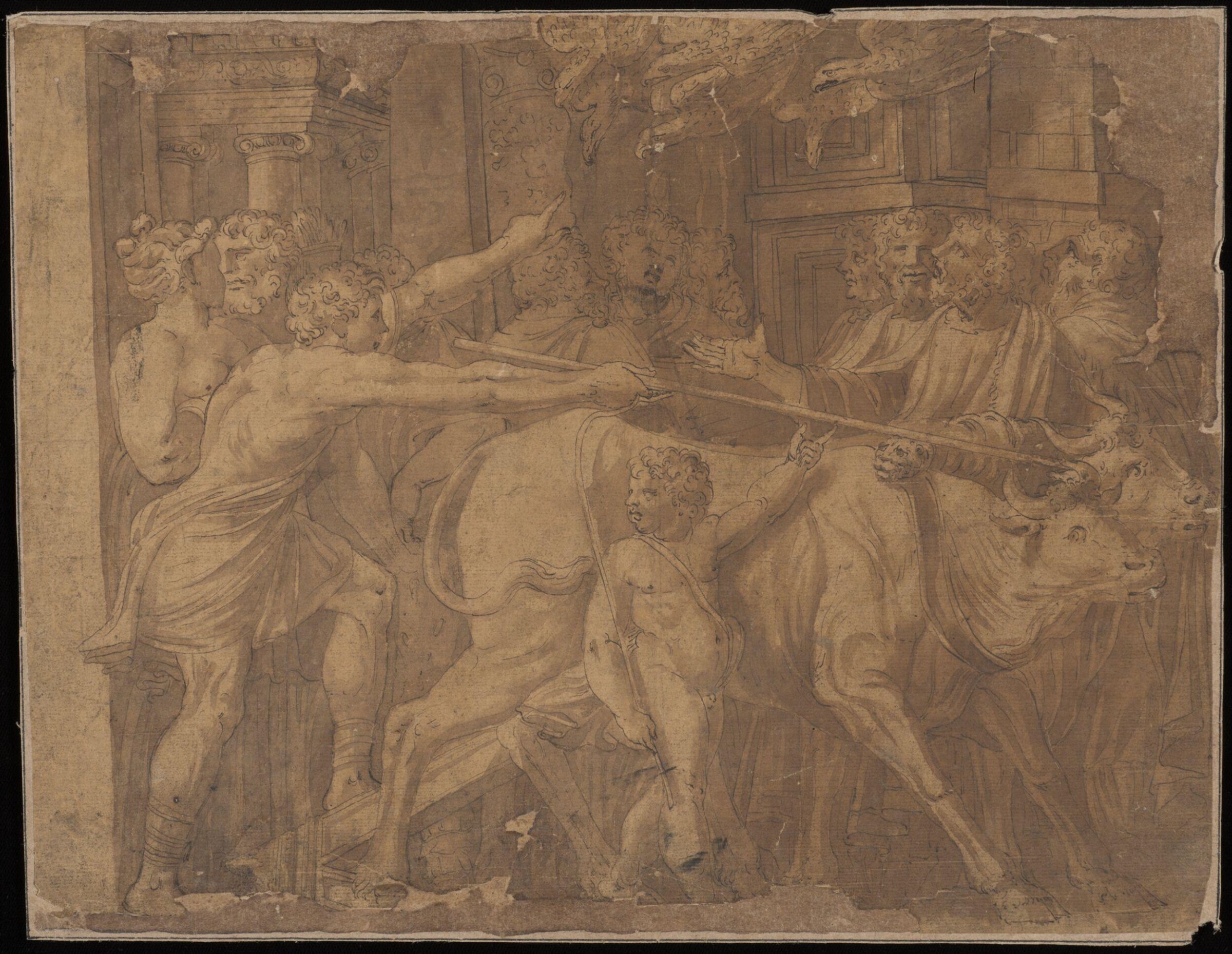 Romulus marking out the boundaries of Rome with a plough, ca. 1530-1600