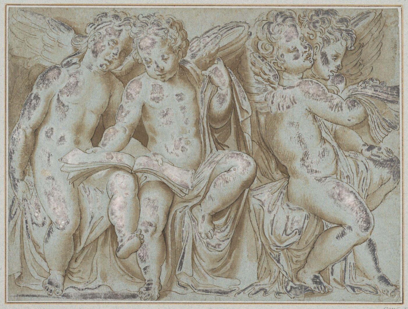 Unknown, Four seated putti