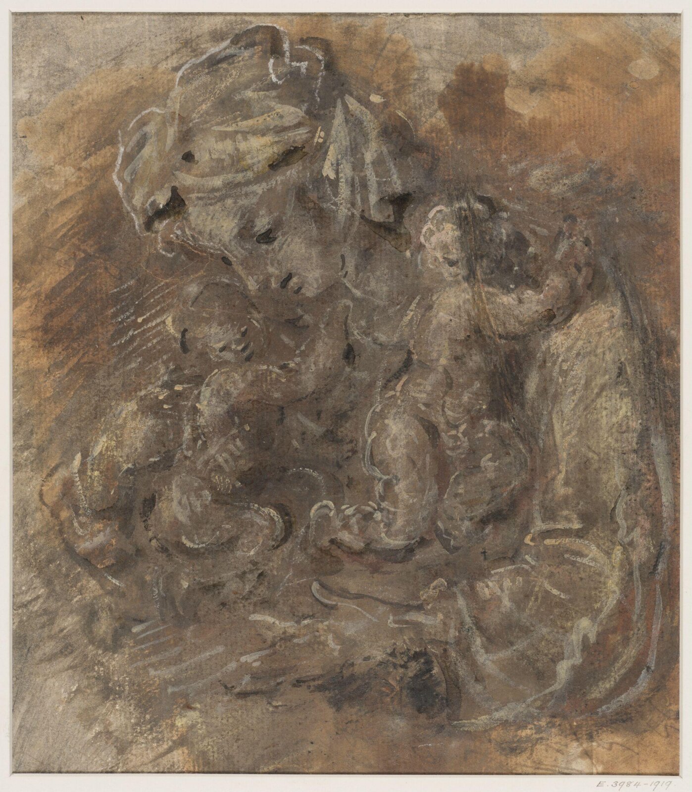 Woman holding children, late 16th century