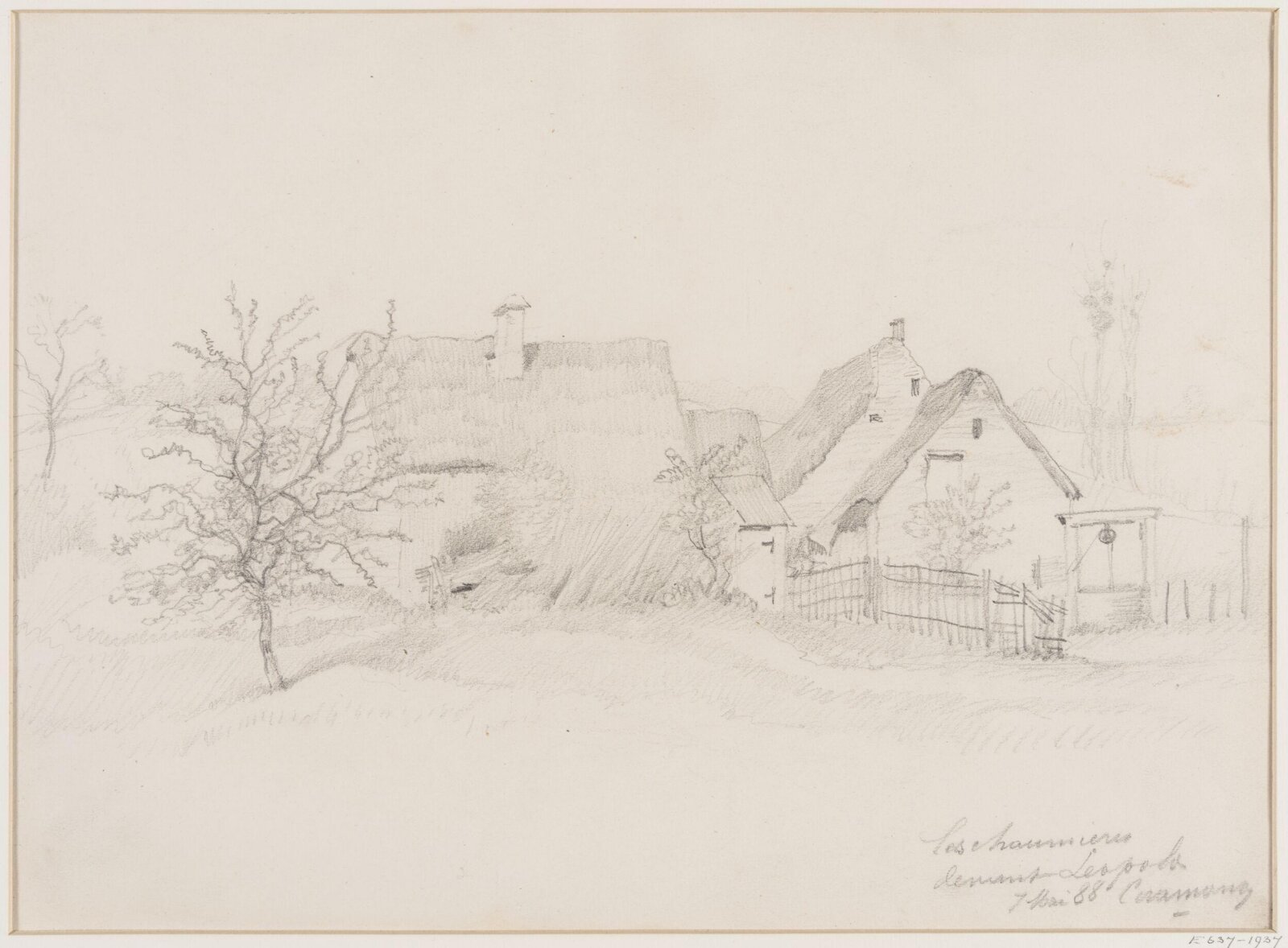 Les chaumieres devant Leopold, Charles Ferdinand Ceramano, 7 May 1888