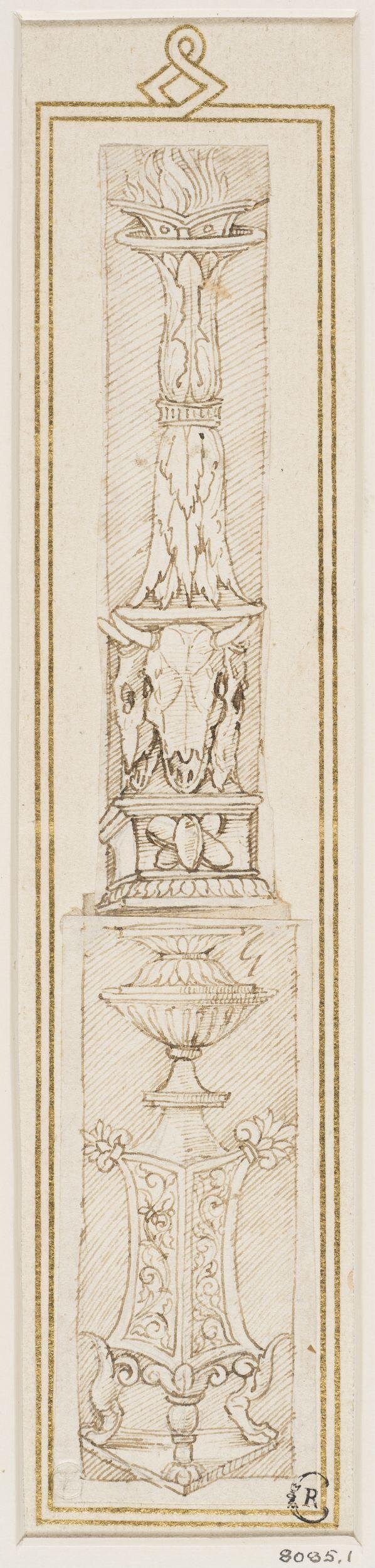 Designs for pilaster ornament composed of a classical candelabrum top image