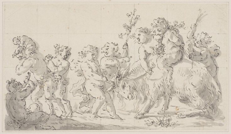 A Bacchanalian scene enacted by putti and young fauns top image