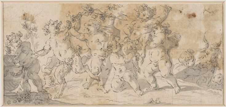 A Bacchanalian scene enacted by putti and young fauns top image