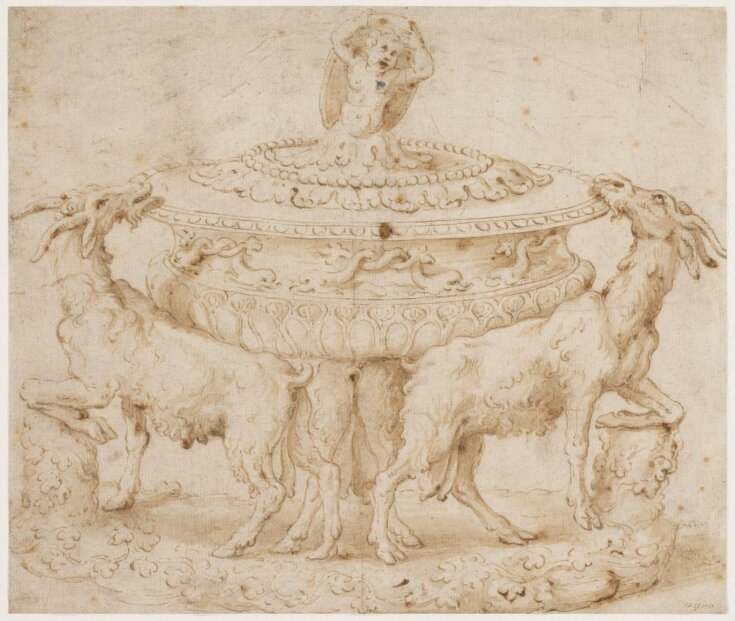 Design for a tureen or salt cellar supported on three goats top image