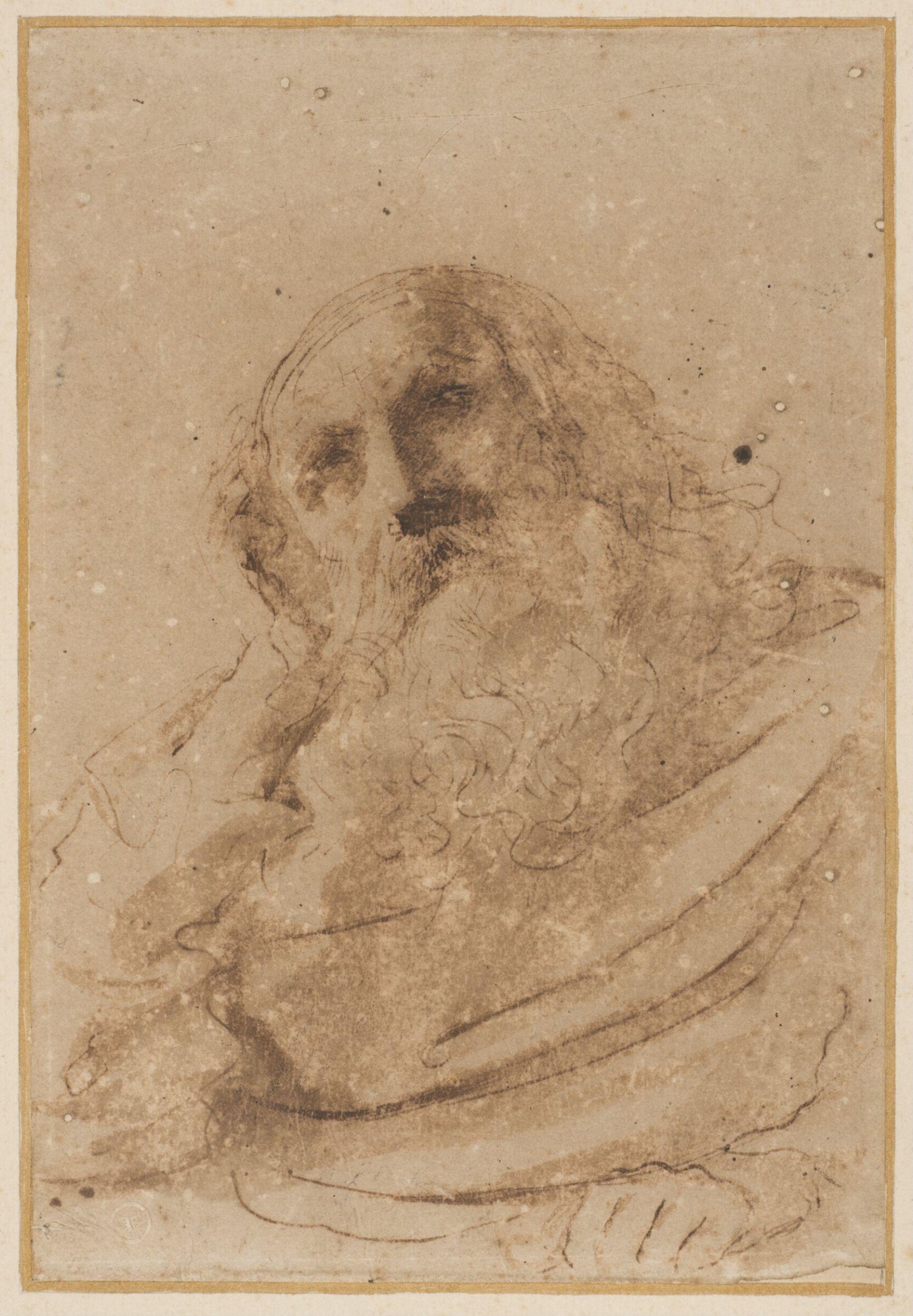 Head and shoulders of a bearded man, school of Guercino