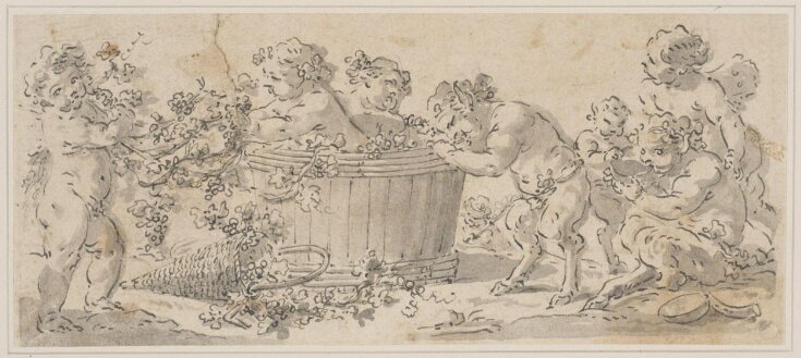 A Bacchanalian scene enacted by putti and young fauns top image