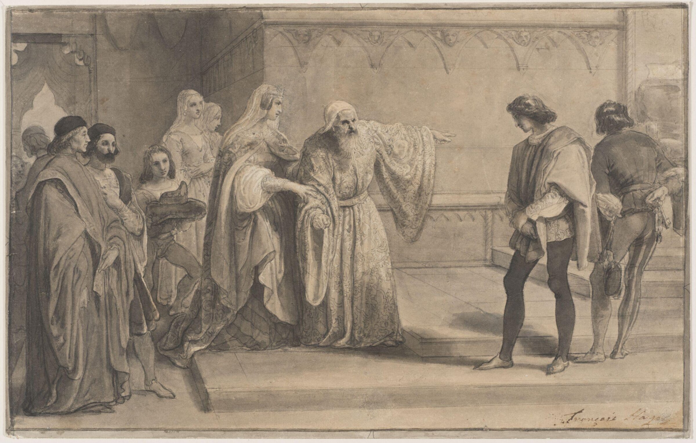 Marino Faliero (1285-1355), Doge of Venice 1354-5 accusing Michael Steno (1331-1413), Doge of Venice 1400-1413, Francesco Hayez, 19th century