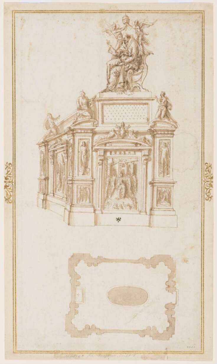 Design (plan and elevation) for a papal monument