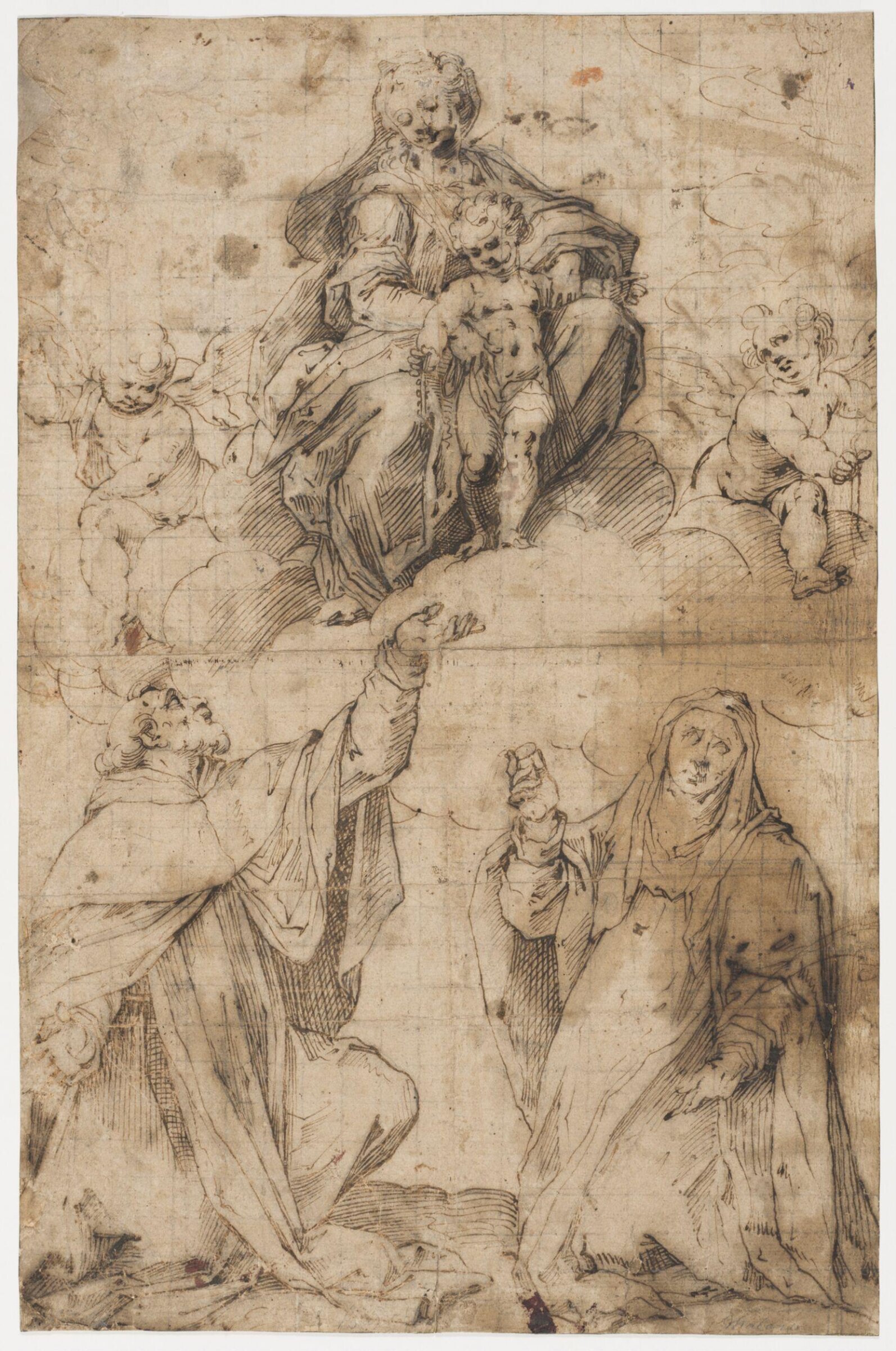 The Virgin and Child Giving St Dominic and St Catherine of Siena a Rosary, Giovanni Battista Trotti, 1555-1619