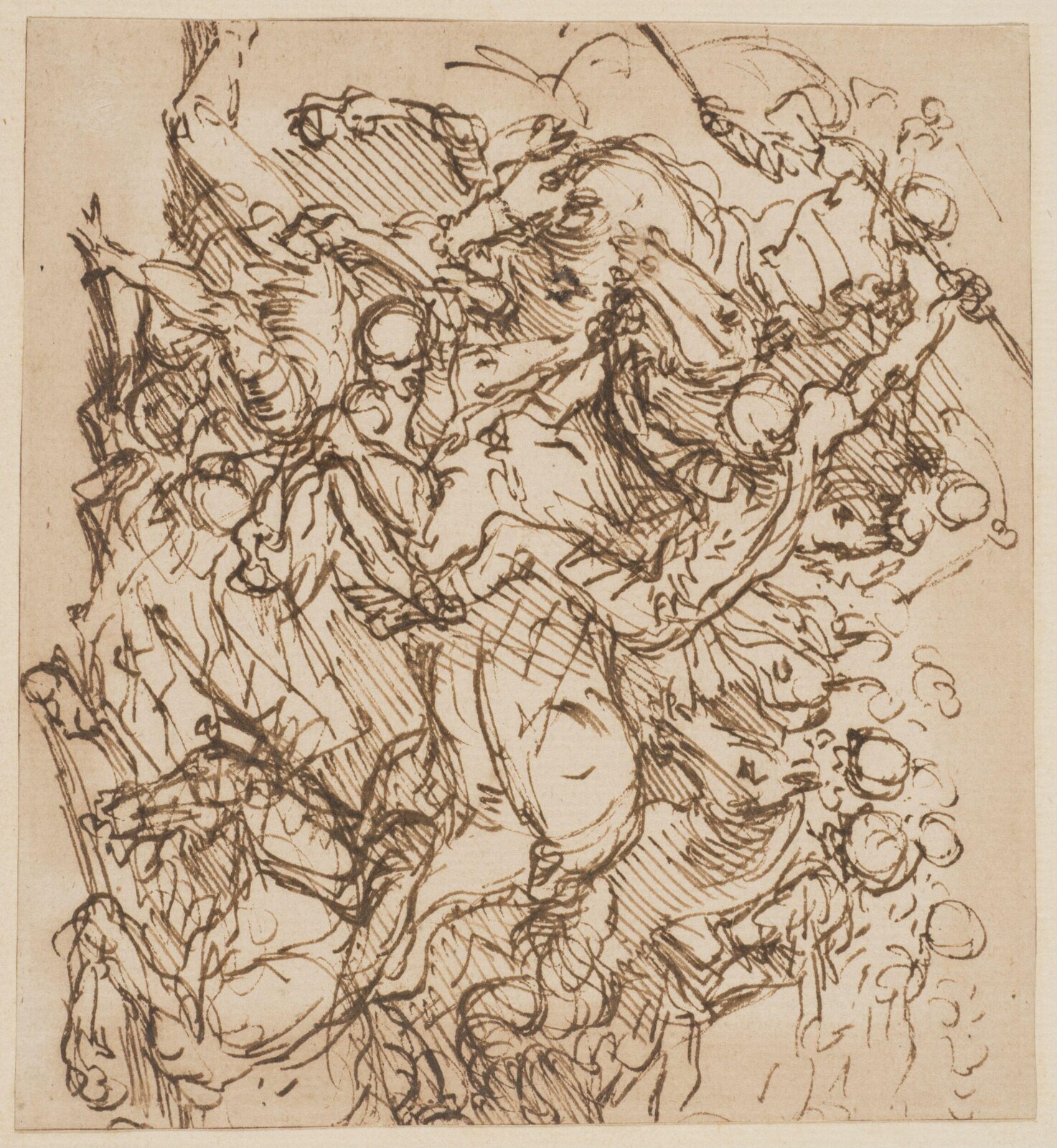 A fight between cavalry and infantry, Salvator Rosa