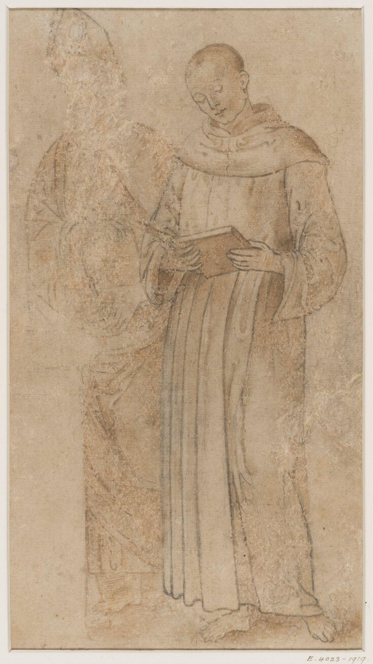 A Saint reading ; on his right stands a bishop top image