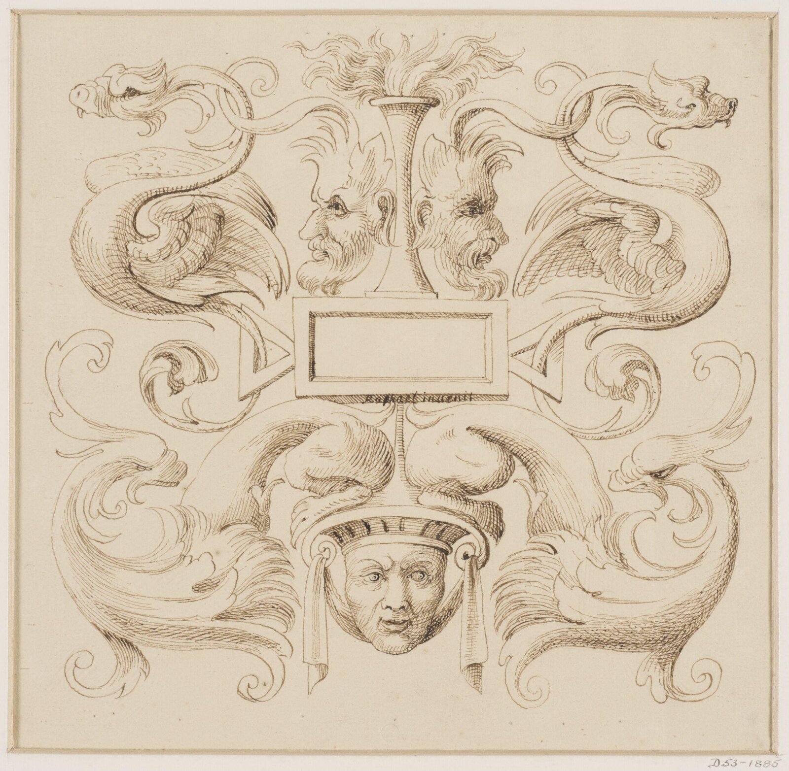 Design for a grotesque ornament, early 17th century