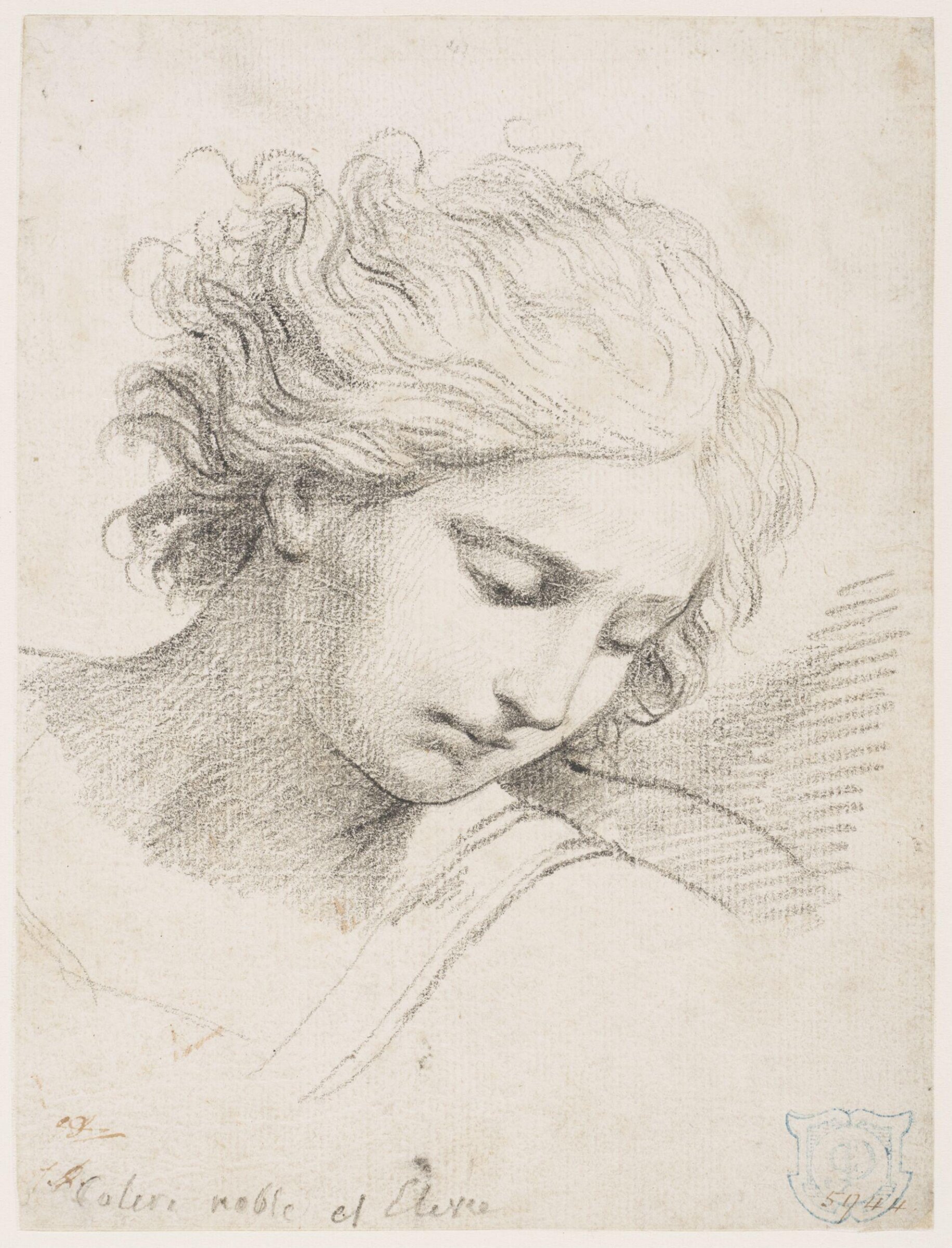 Study of the head of St. Michael, Jacques-Louis David, 1775-1780