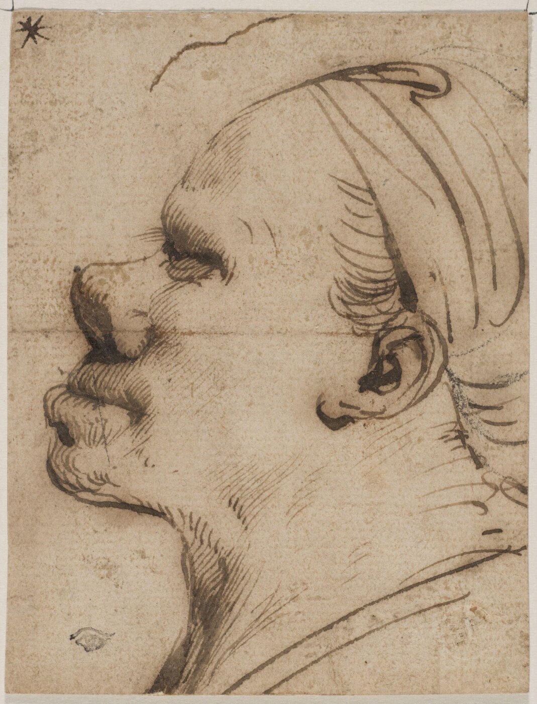 Unknown, Caricature, a man's head in profile