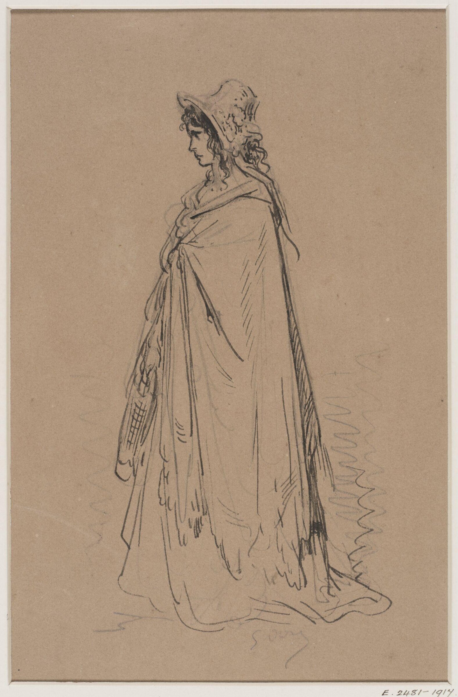 Original sketch of a female figure, Gustave Dore, ca. 1850-1883
