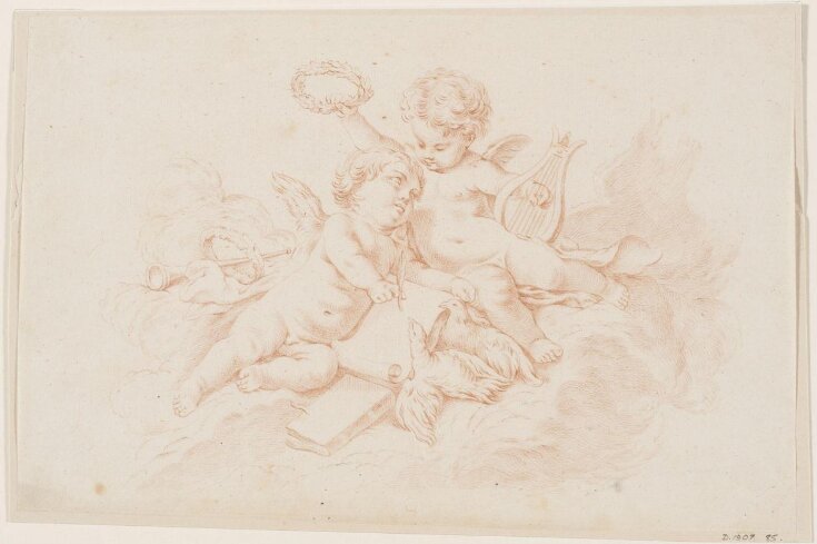 Poetry; two putti in a cloud top image