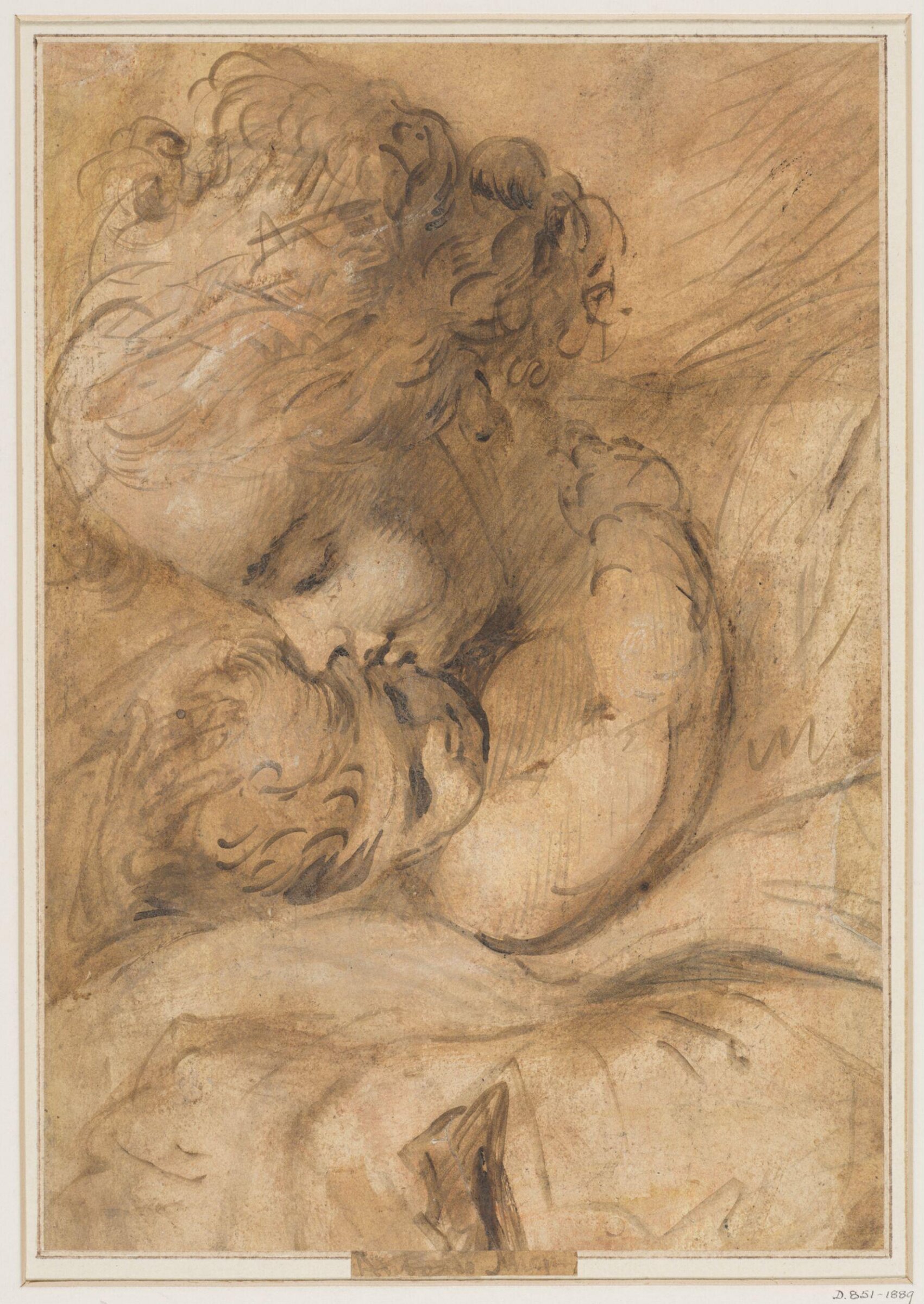 Head and shoulders of a young woman holding a baby, Correggio, mid 17th century
