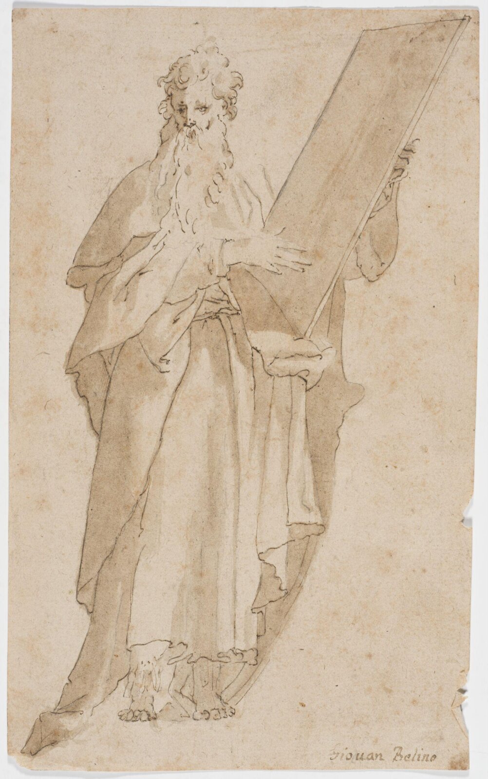 A standing saint or prophet with a tablet in his hands, mid 16th century