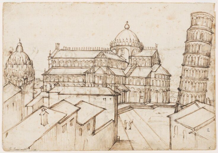 Recto View of the cathedral baptistery and leaning tower of Pisa   Giovanni Battista Naldini  VA Explore The Collections
