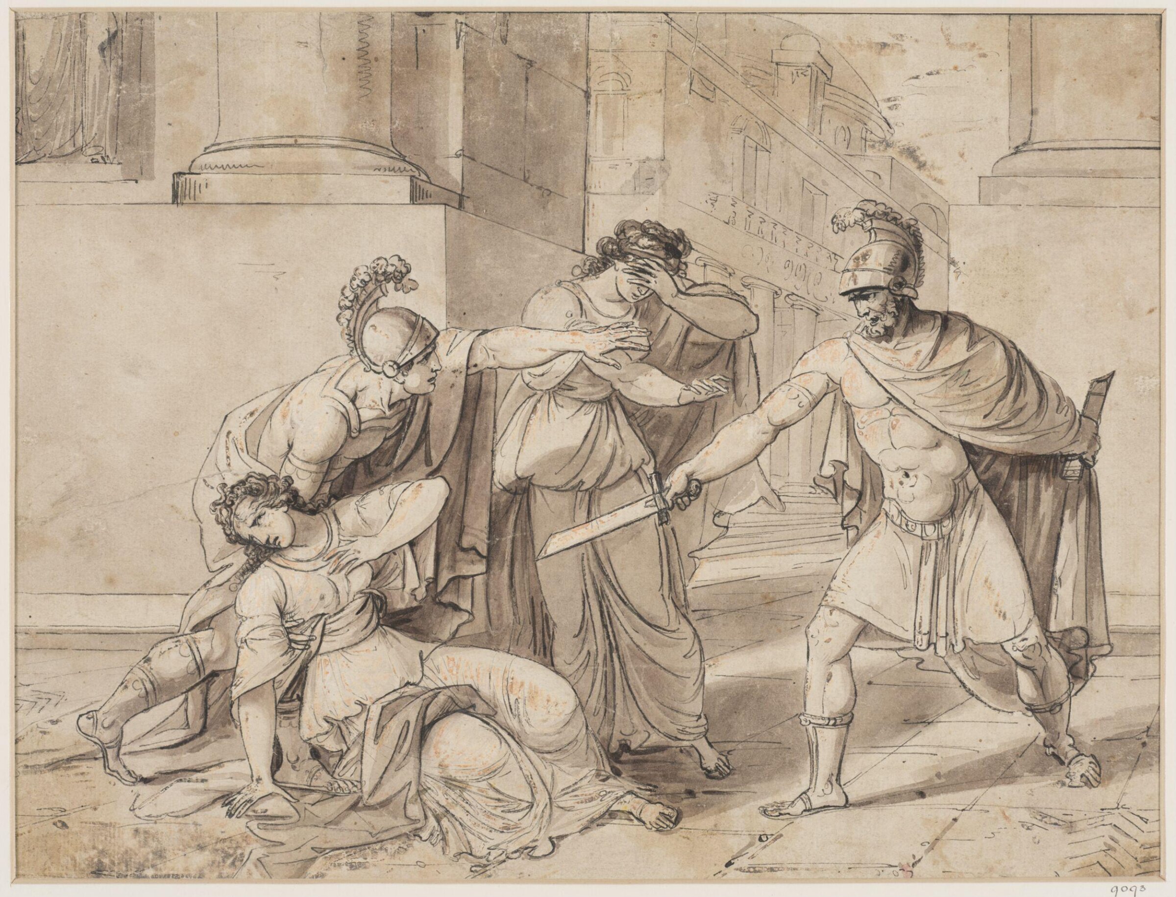 Horatius stabbing his sister because of her grief at the death of Curiatii, Giuseppe Cammarano, ca. 1790-1840