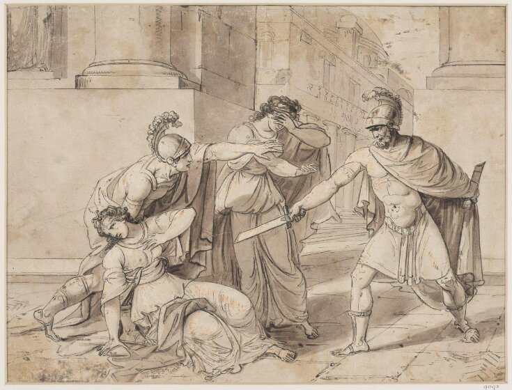 Horatius stabbing his sister because of her grief at the death of Curiatii top image