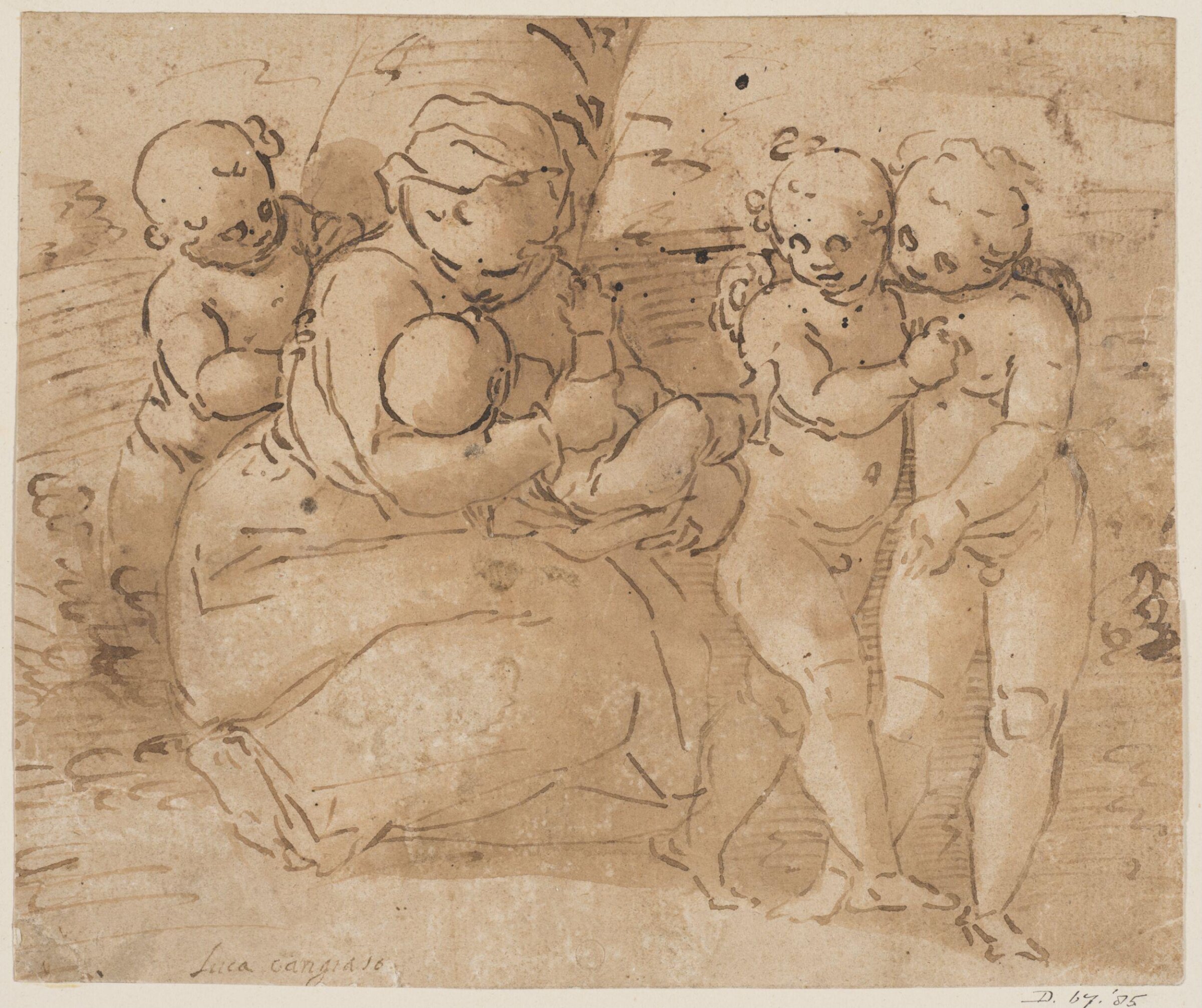 Virgin and child with three nude boys, Cambiaso, ca. 1550-85
