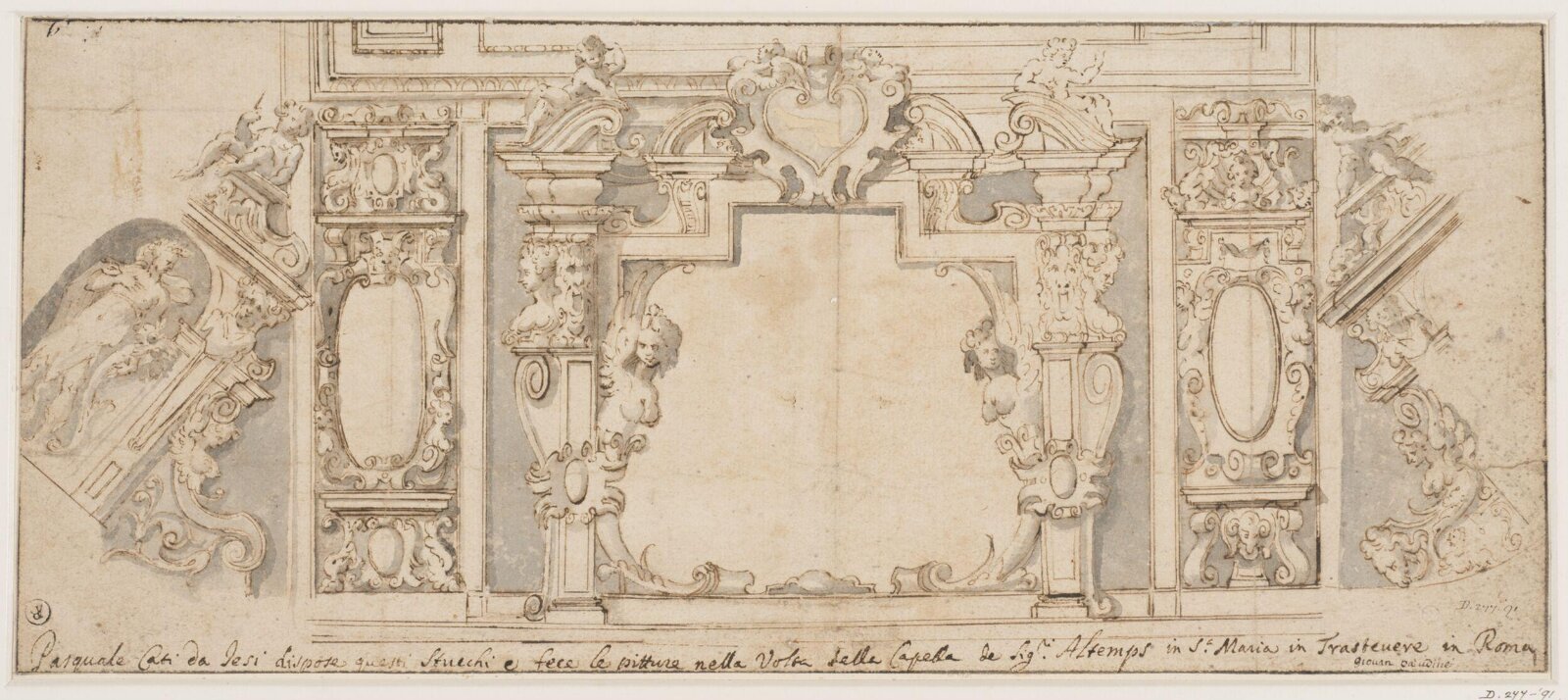 Design for stucco decoration; ceiling, Pasquale Cati, ca. 1575-1620