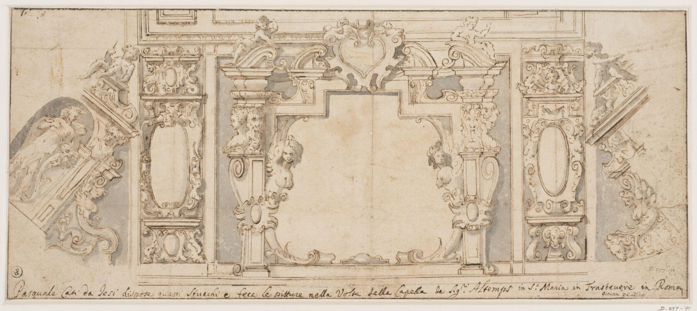 Design for stucco decoration; ceiling, Pasquale Cati, ca. 1575-1620