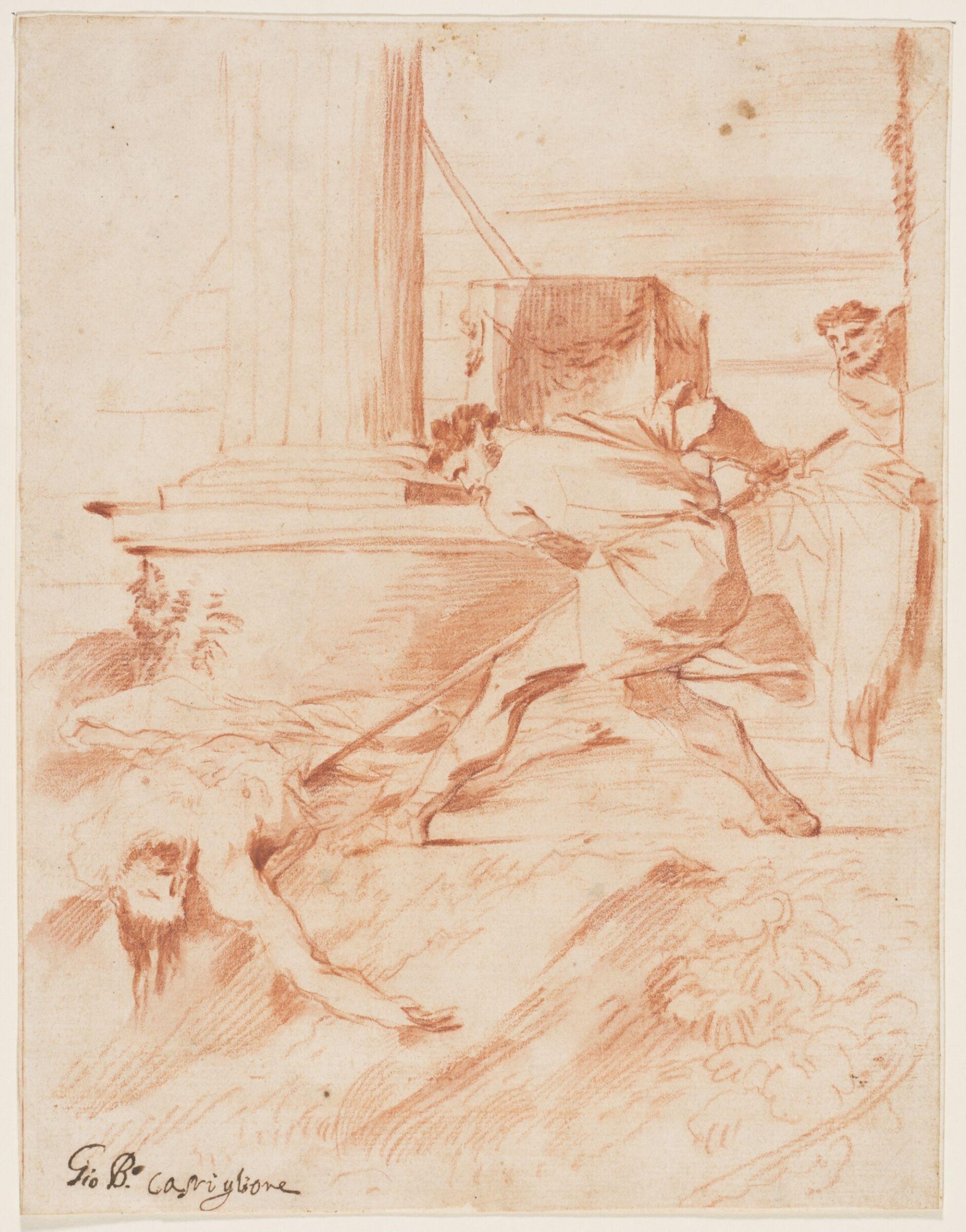 A man killing another with a lance, Castiglione, ca. 1665