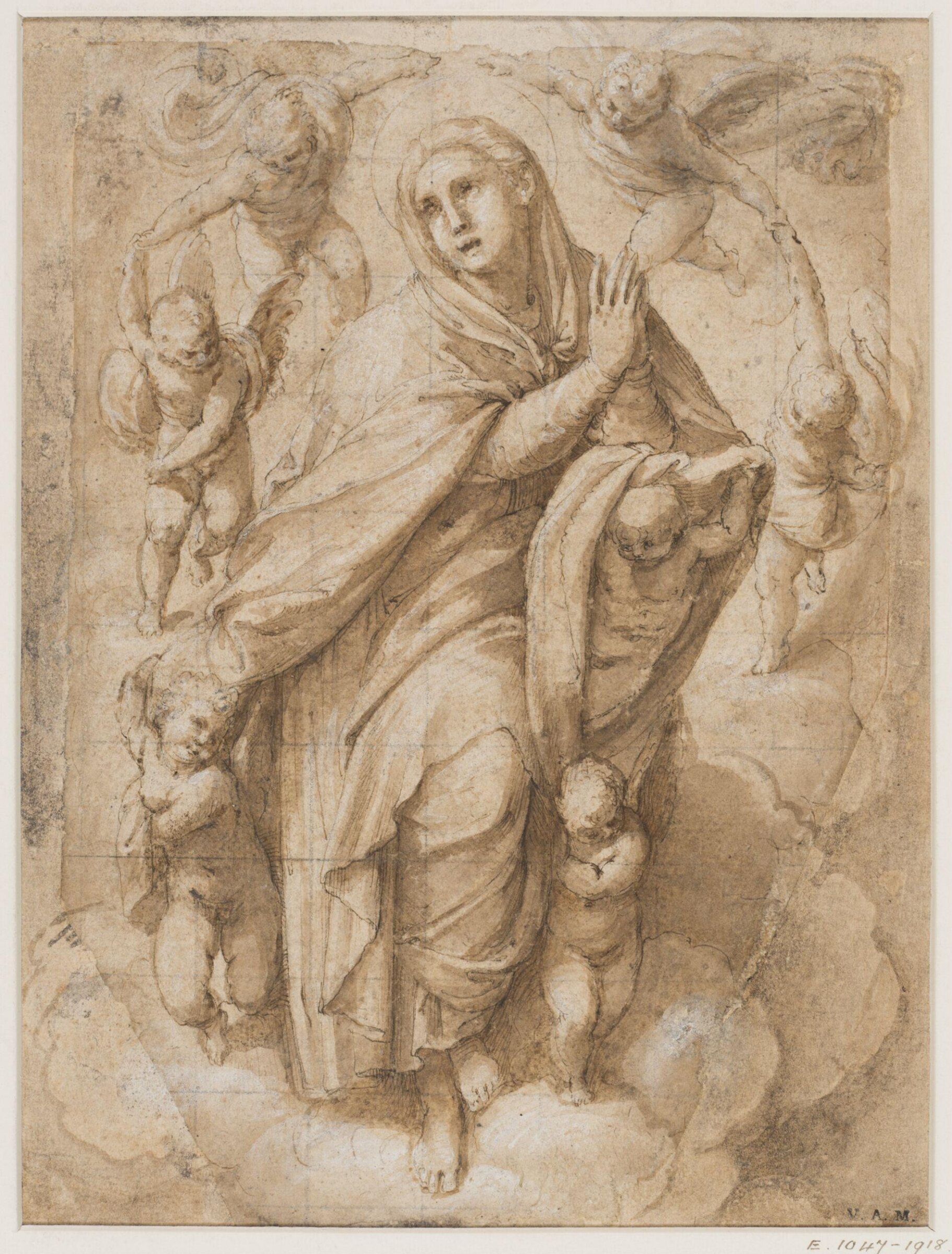 A female saint surrounded by cherubs, Carracci, ca. late 16th century