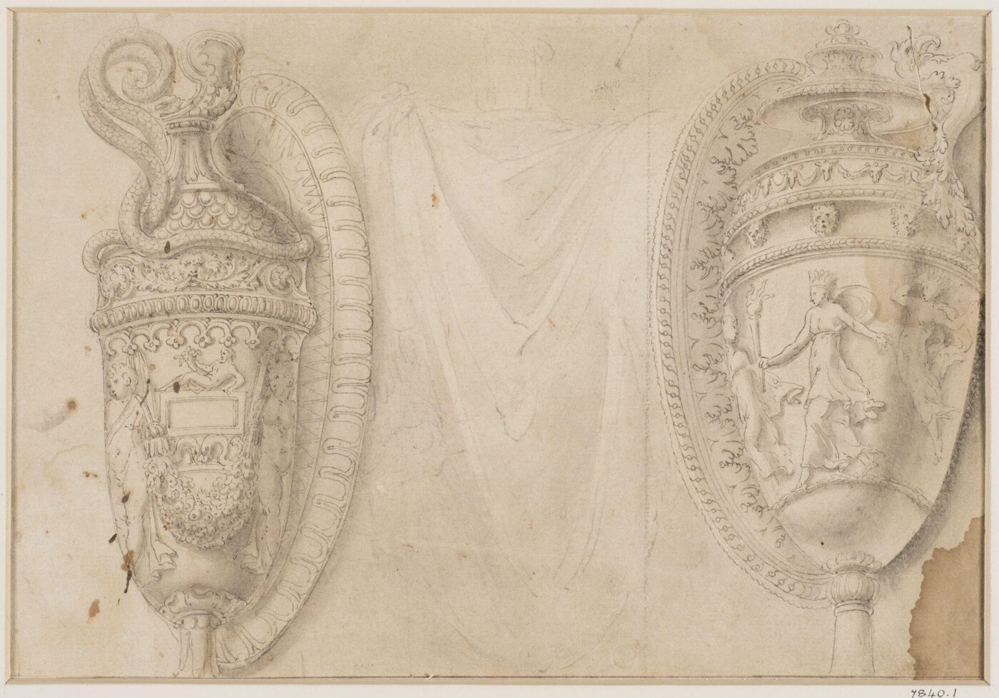 Unknown, Trophy of arms between two vases