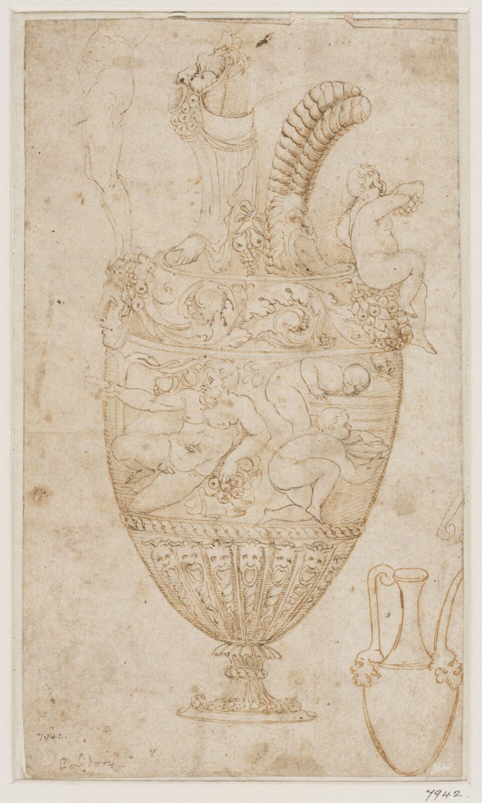 An ewer decorated with mythological subjects, mid 16th century