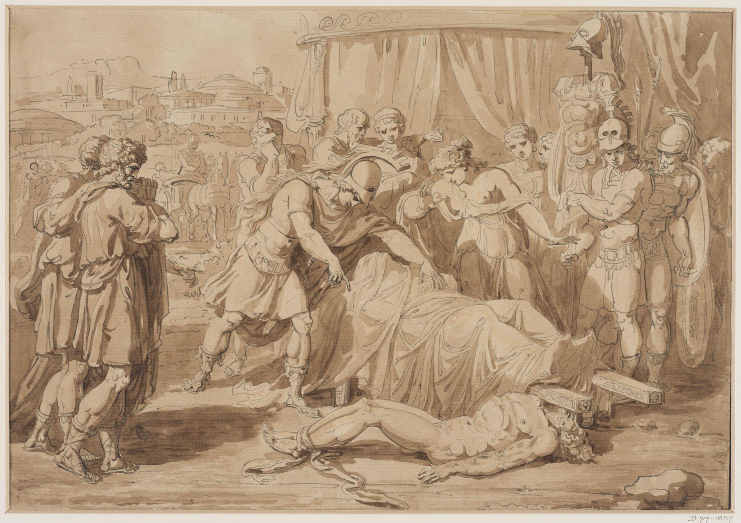 Achilles triumphing over Hector’s corpse in the presence of Patroclus, Giuseppe Cammarano, ca. 1790-1840