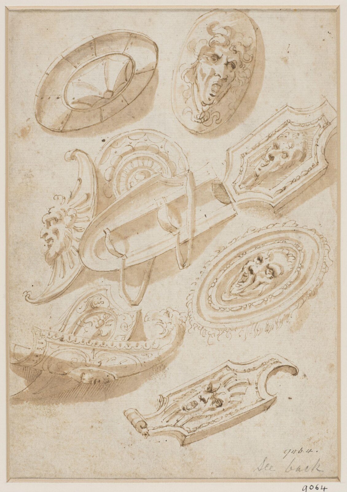 Designs for ornamental shields, mid 16th century