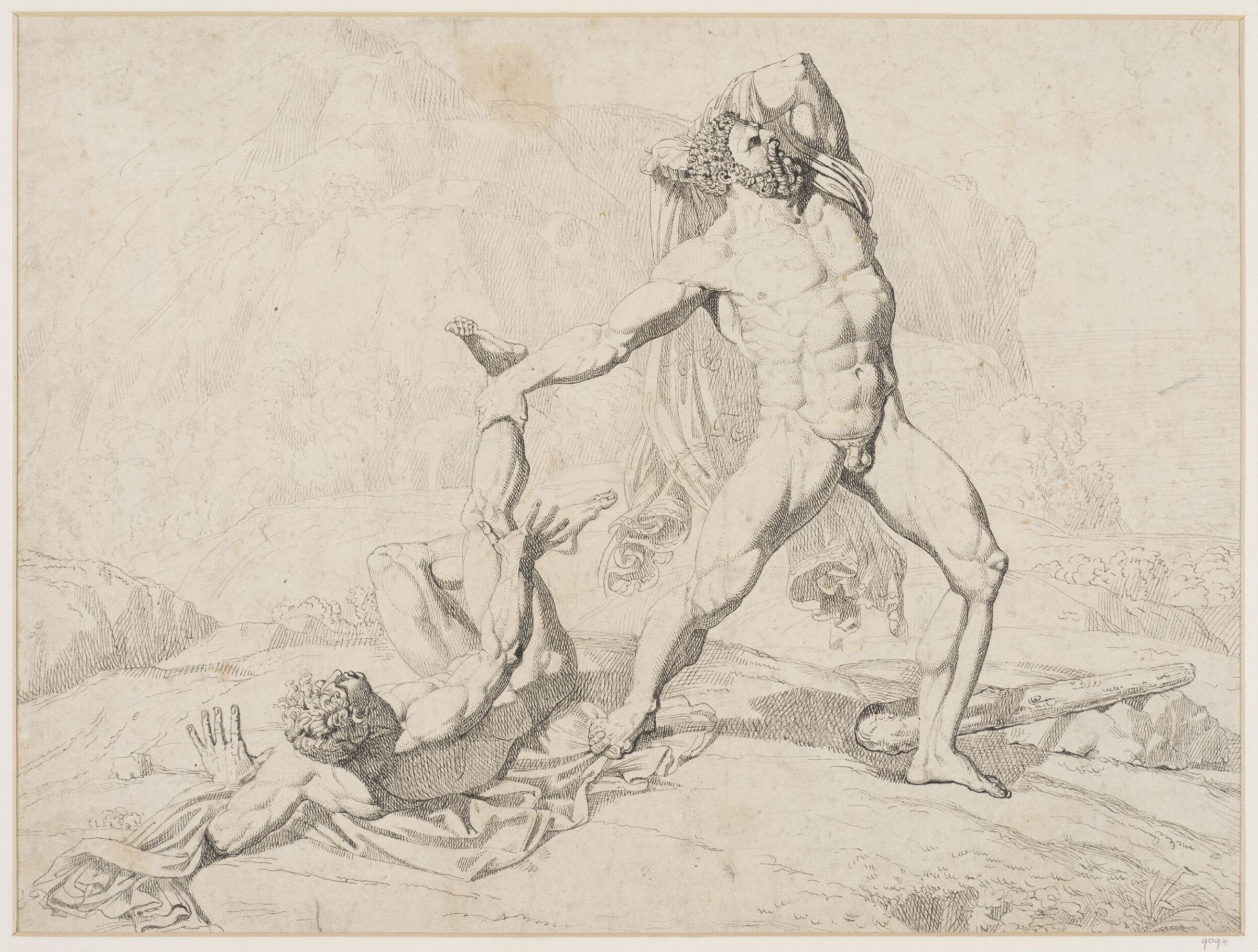 Hercules, in his death throes, hurling Lichas into the sea, Giuseppe Cammarano, ca. 1790-1840