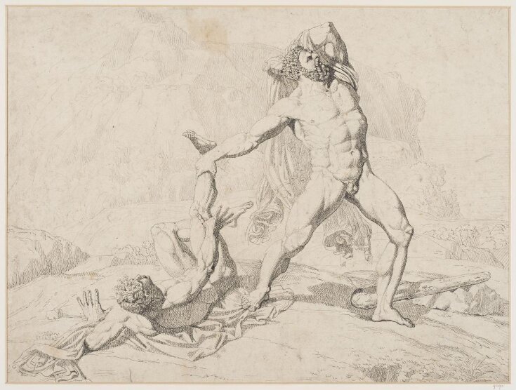 Hercules, in his death throes, hurling Lichas into the sea top image