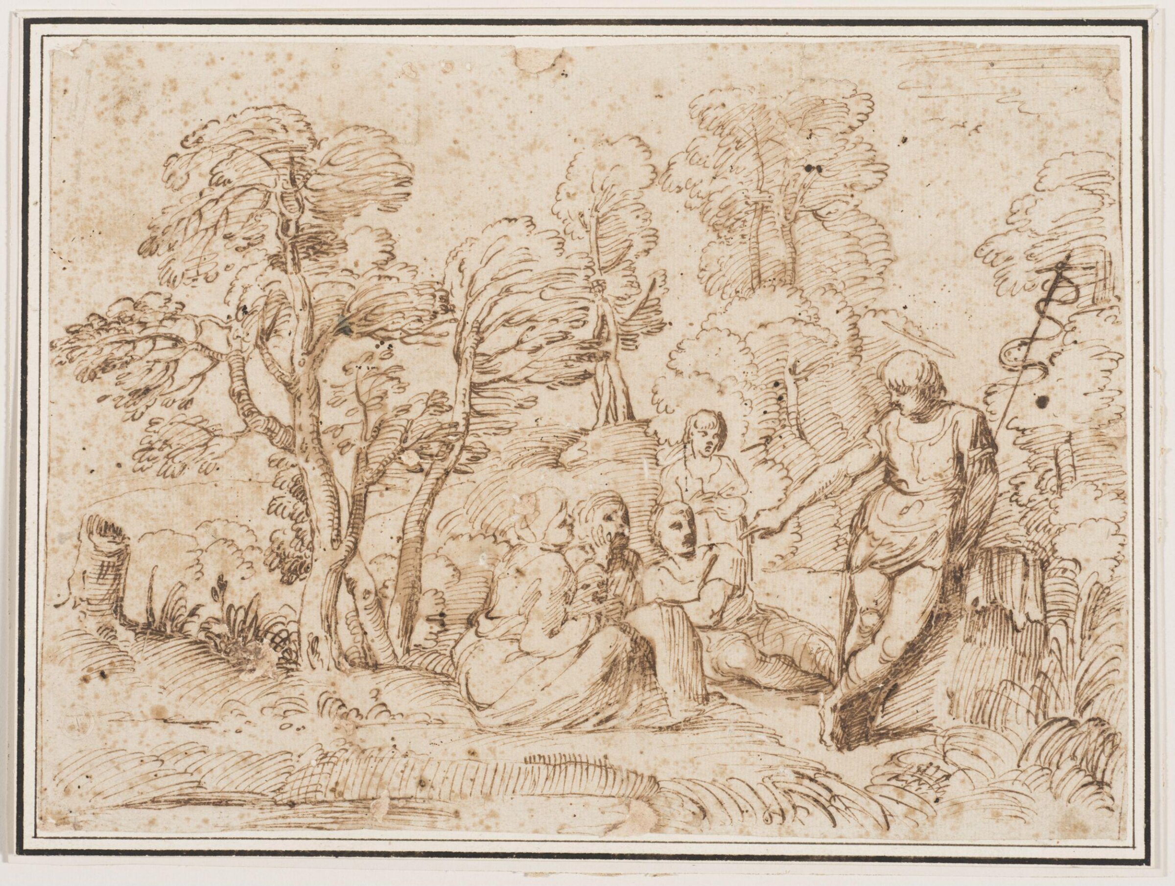 St John the Baptist preaching in a wood, Carracci, late 16th century - early 17th century
