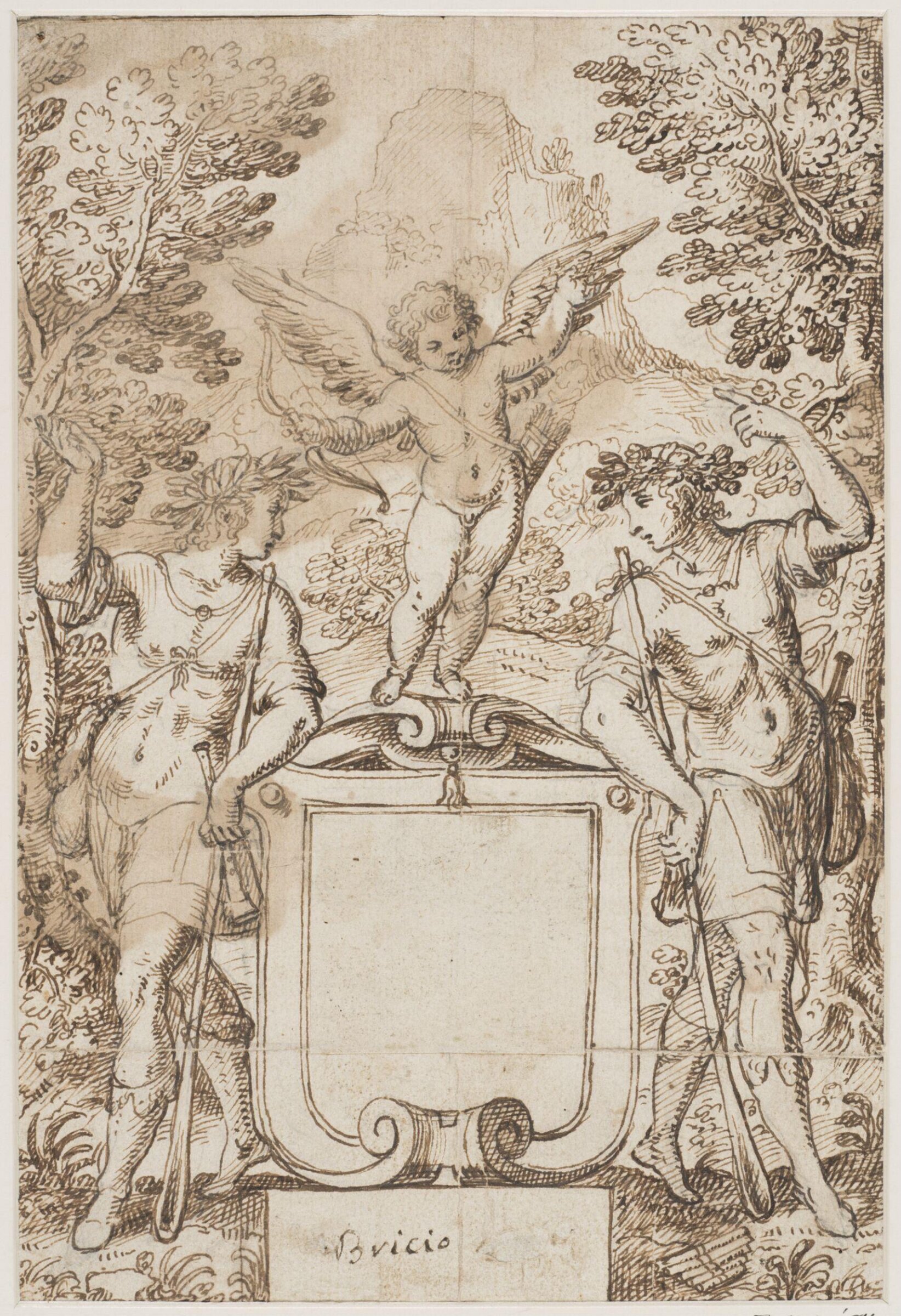 Design for a title page or for a setting to a coat of arms, Francesco Brizzi, early 17th century
