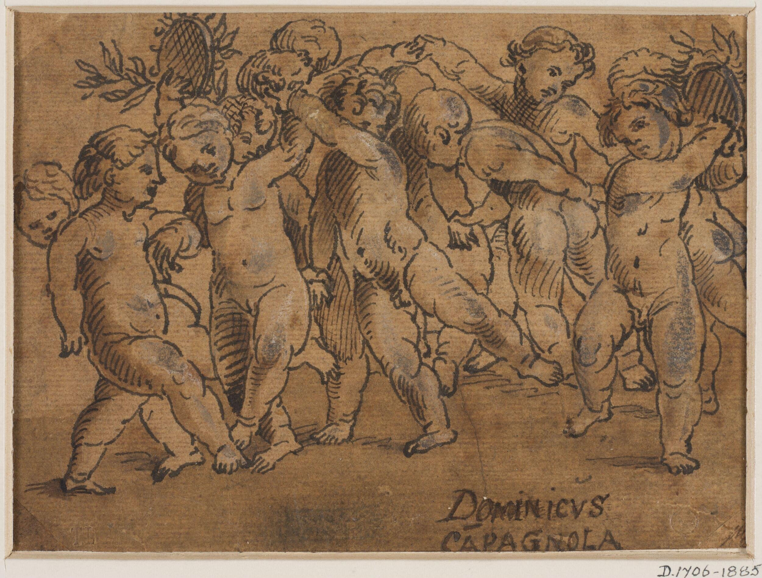 Twelve naked children dancing by Campagnola