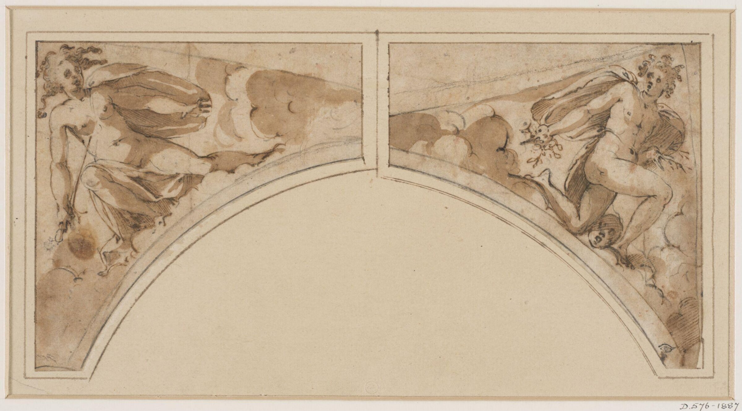 Two nude kneeling figures, Giovanni Battista Trotti, 1555-1619