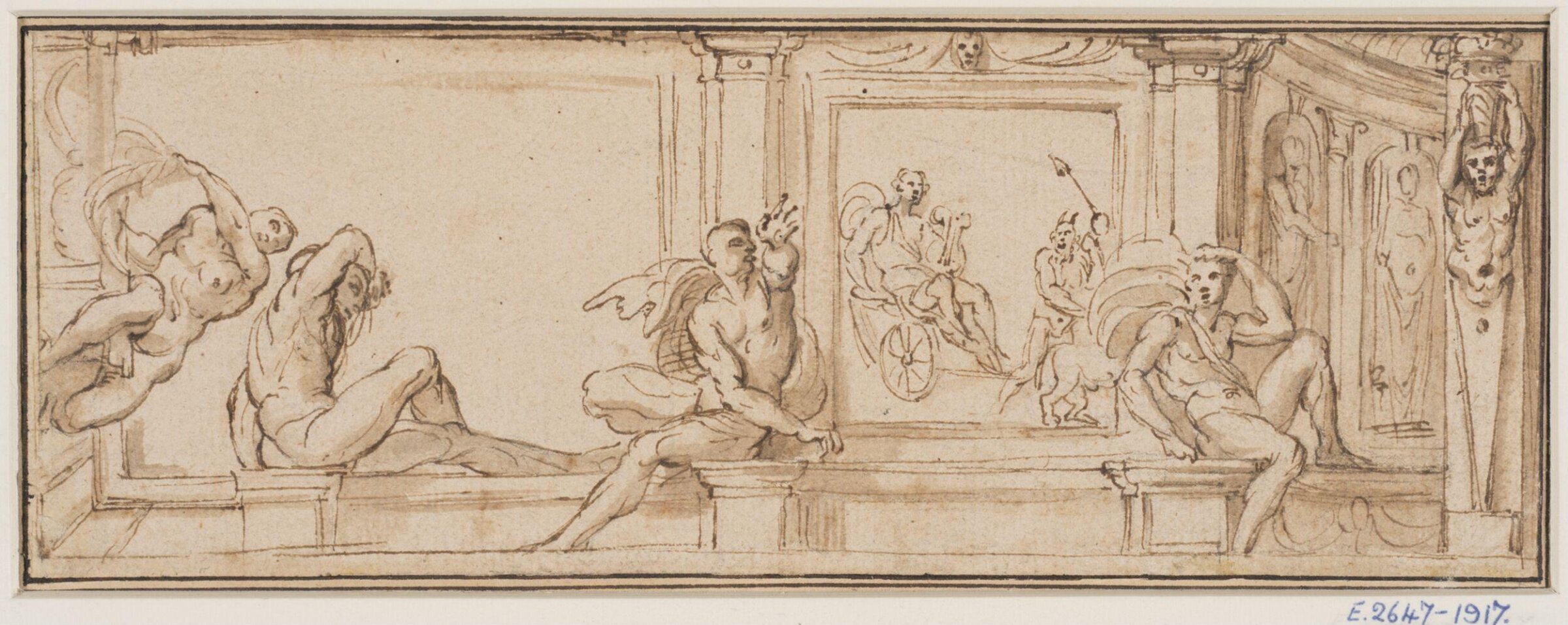 Design for the decoration of the gallery in the Palazzo Farnese, Rome, Carracci, late 16th century - early 17th century