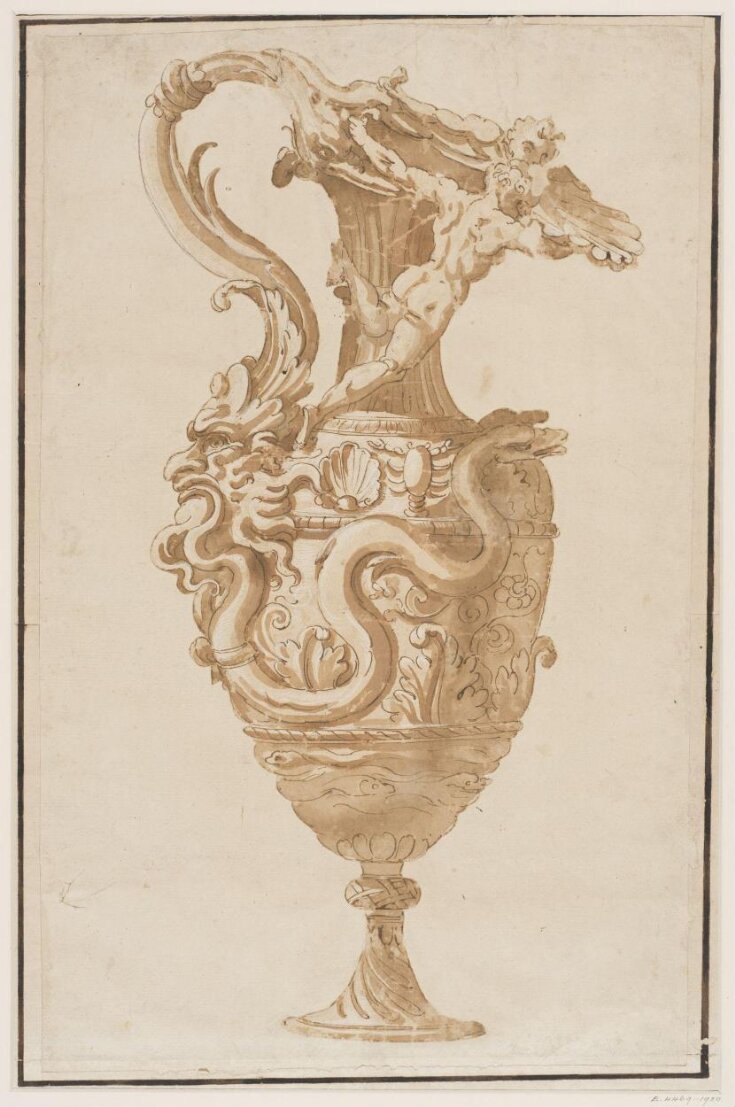 Design for a ewer with nude figures and serpents top image