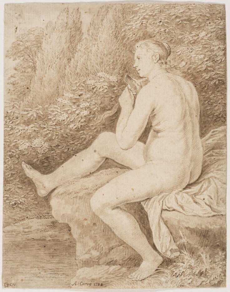 Female Bather Seated on a Rock, Combing her Hair top image