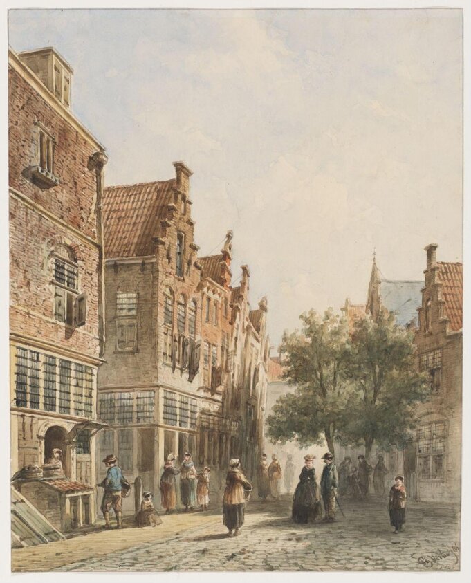 Dutch street scene (19th century) by Petrus Gerardus Vertin