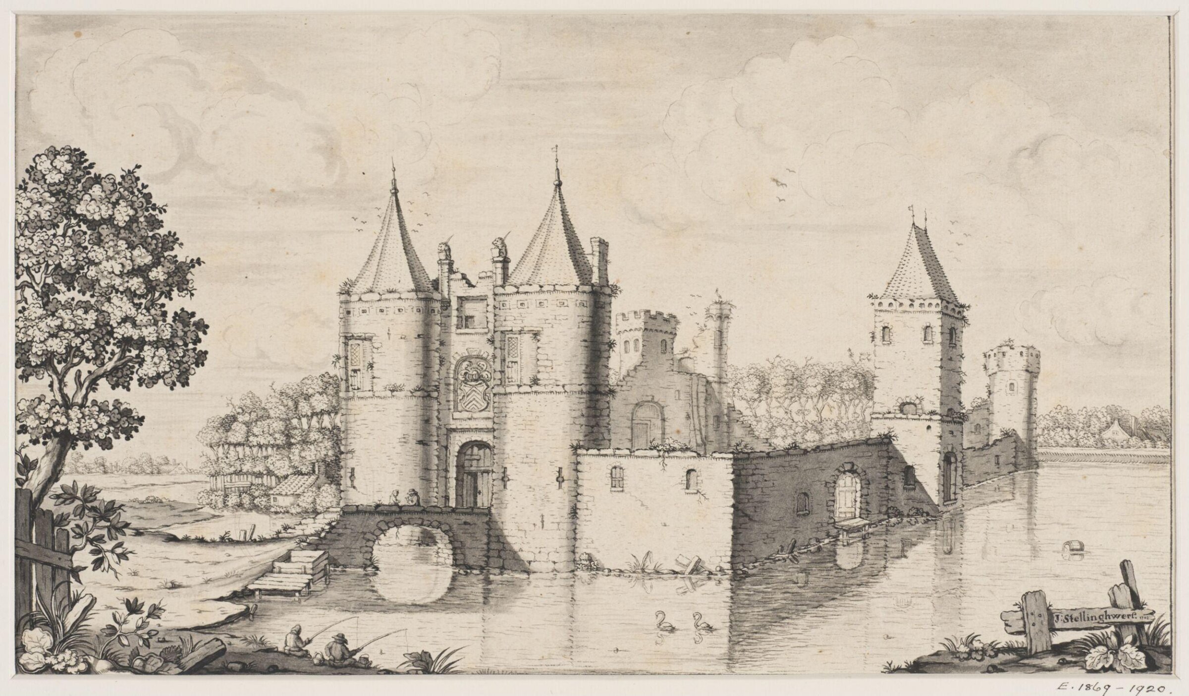 Castle of Egmond op den Hoef, Holland, Antonina Houbraken, 1702