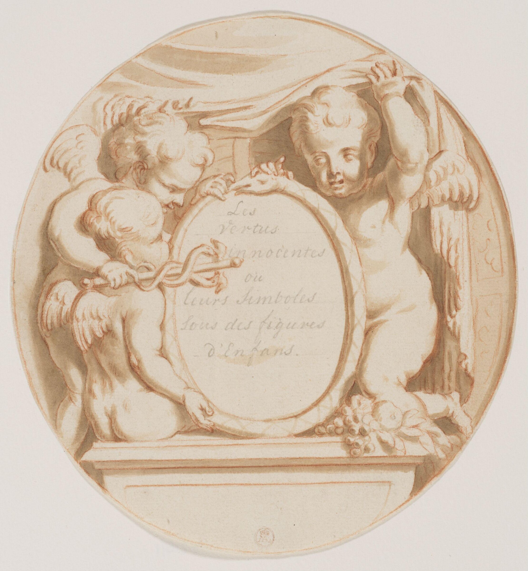 Title-page to <i>Les Vertus innocentes, ou leurs symobls sous des figures d'enfants</i>, Gérard van Opstal, after 1654