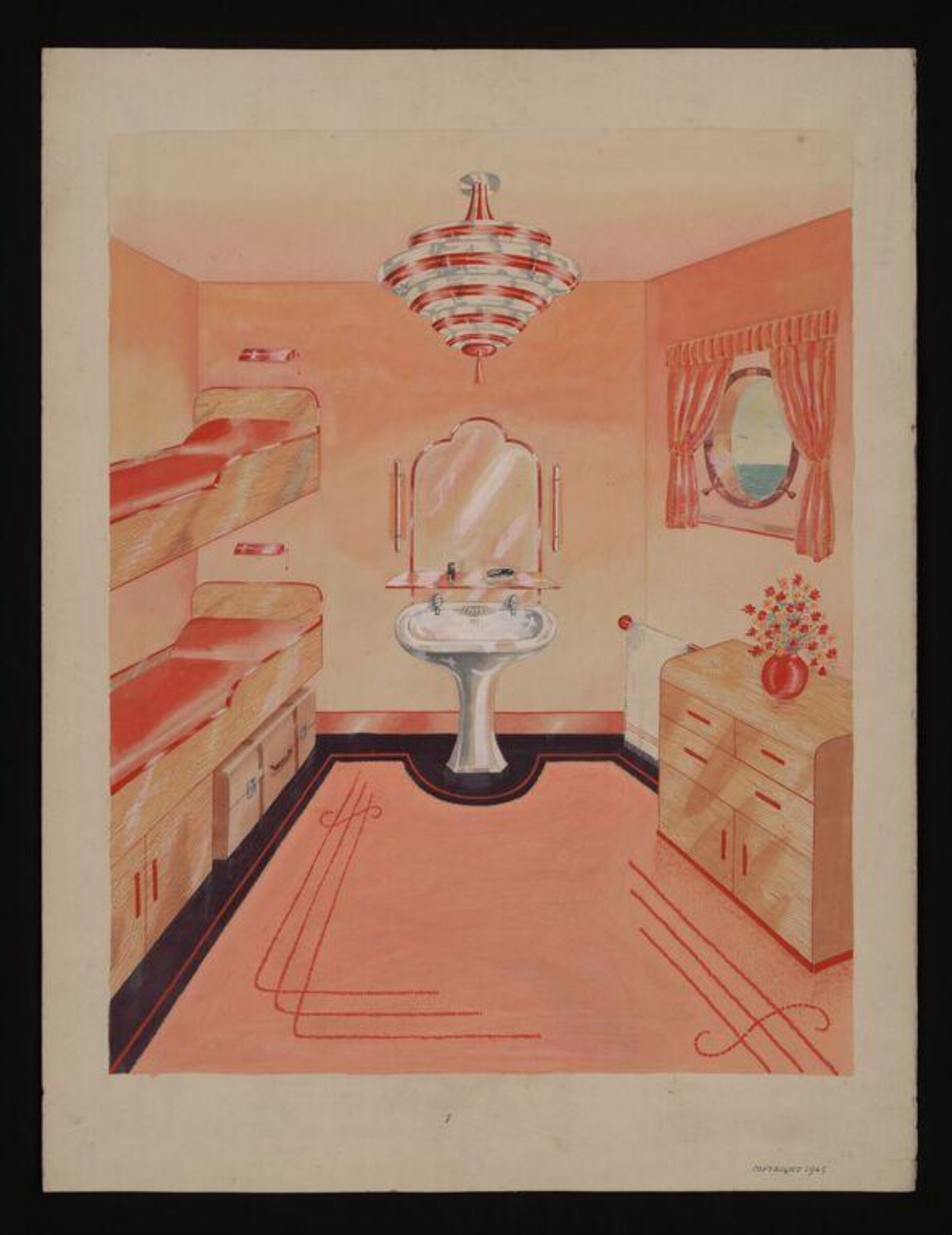 Interior sketch for the 'Empress of Britain', G H Wooller, 1930s