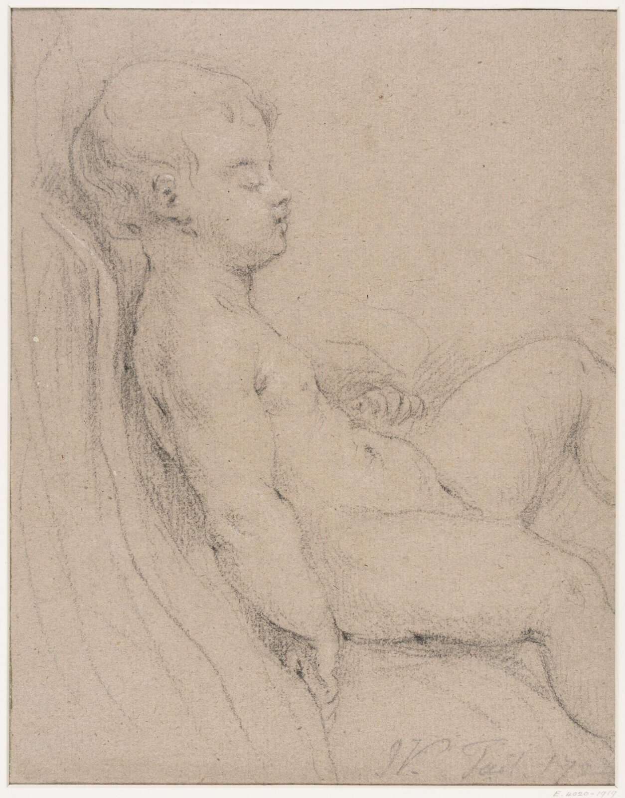Nude boy seated ; profile, John the elder Vanderbank, 1724
