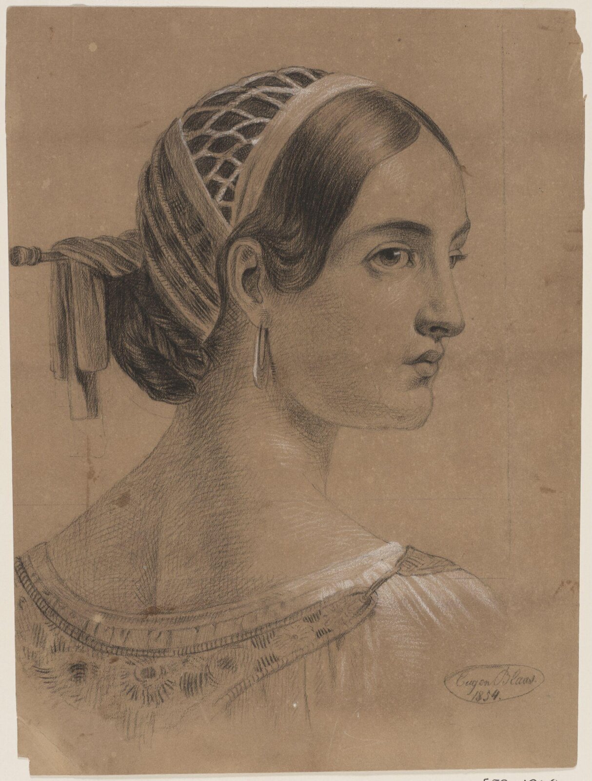 Drawing, Eugen von Blaas, 1854