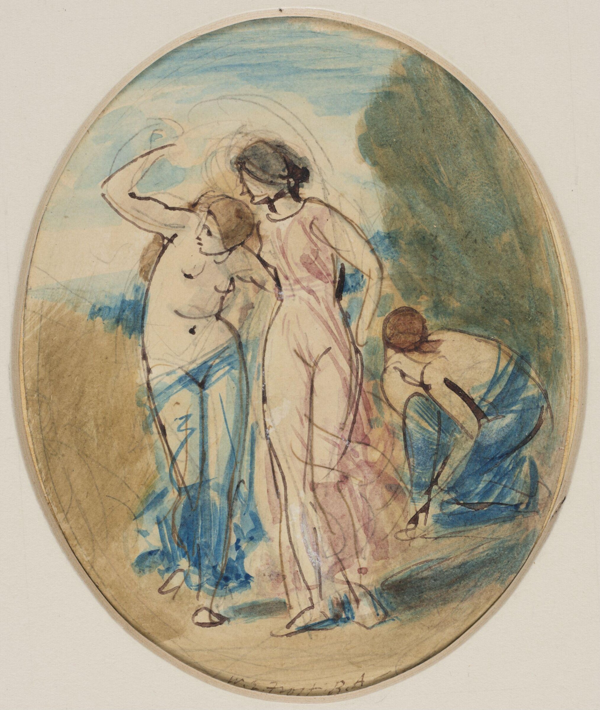 Watercolour drawing, William Edward Frost, mid 19th century
